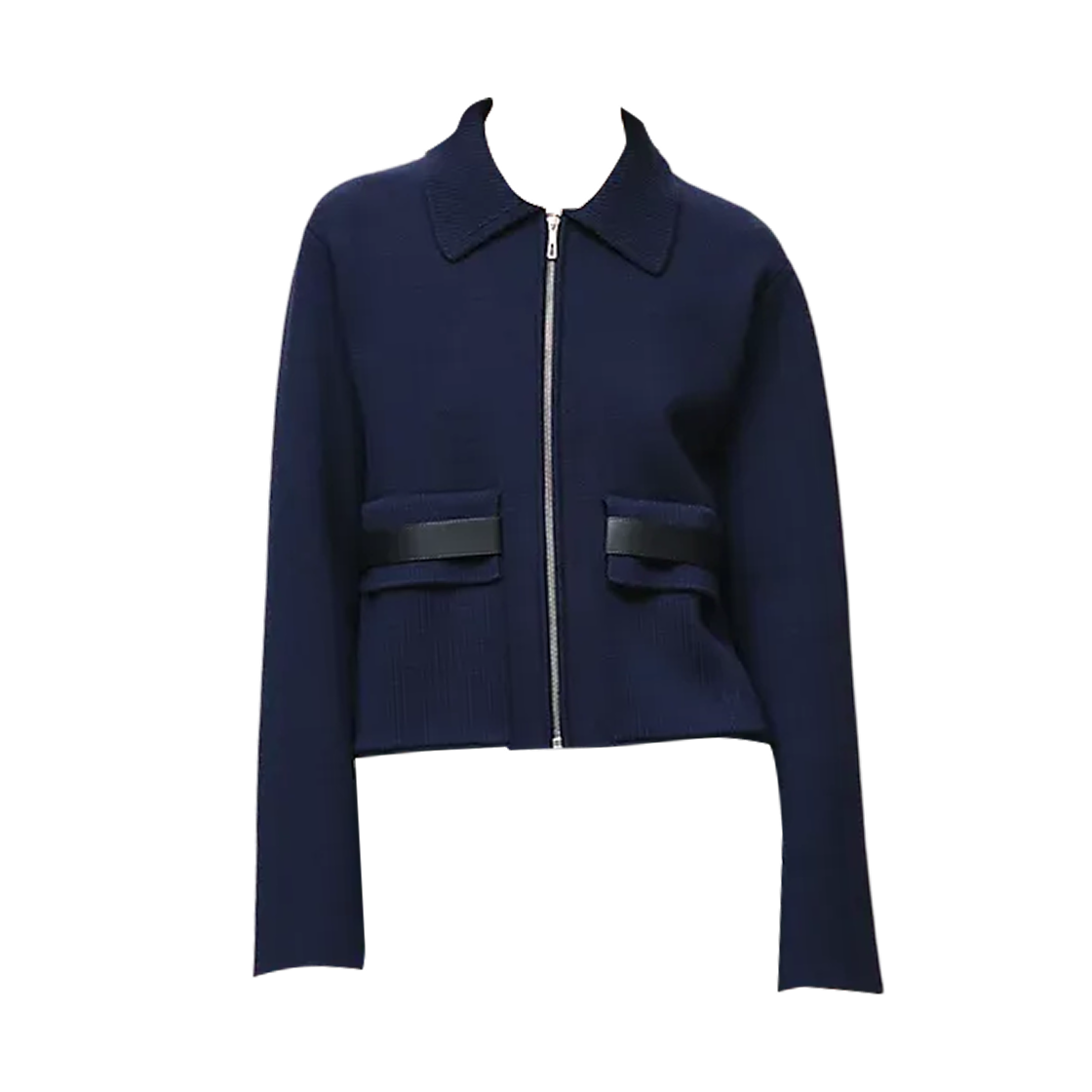 H6E2223D3I7 (W) Hermes Compact Knit Pocket Jacket Bleu Outremer