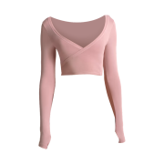 (W) NikeSKIMS Stretch Knit Long-Sleeve Wrap Top NSKM Himalayan