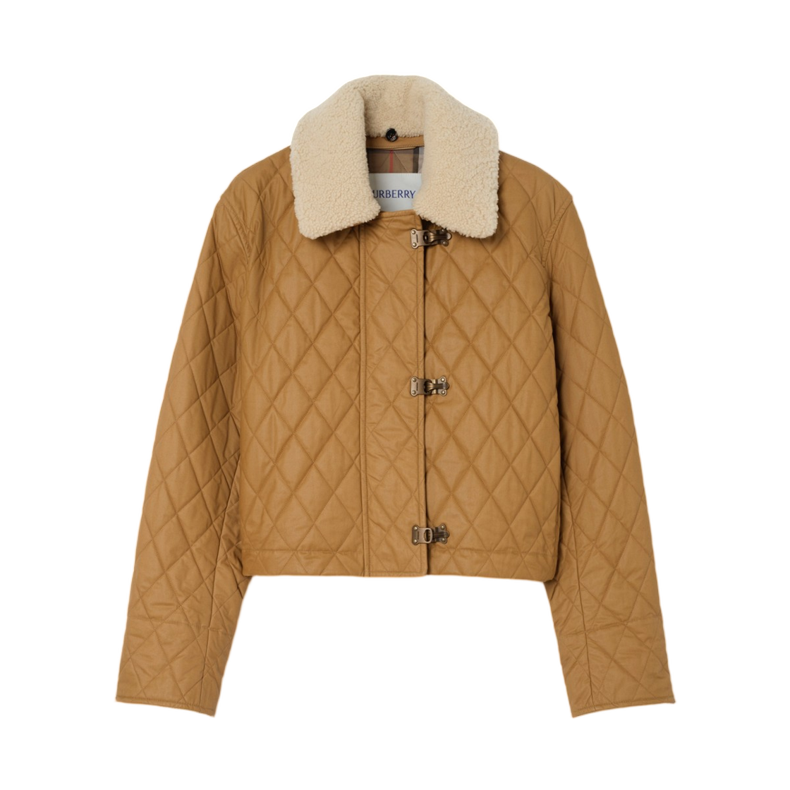 8117768 (W) Burberry Shearling Collar Quilted Cotton Howle Jacket Sepia Hay