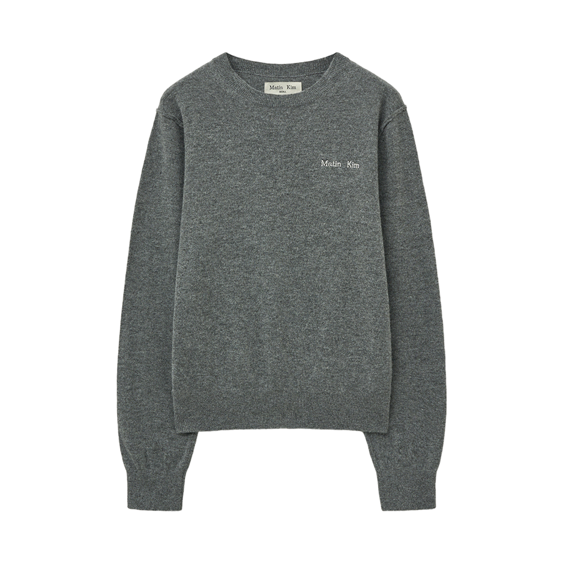 MK2577PO018MGY Matin Kim Cashmere Blended Round Knit Pullover Grey