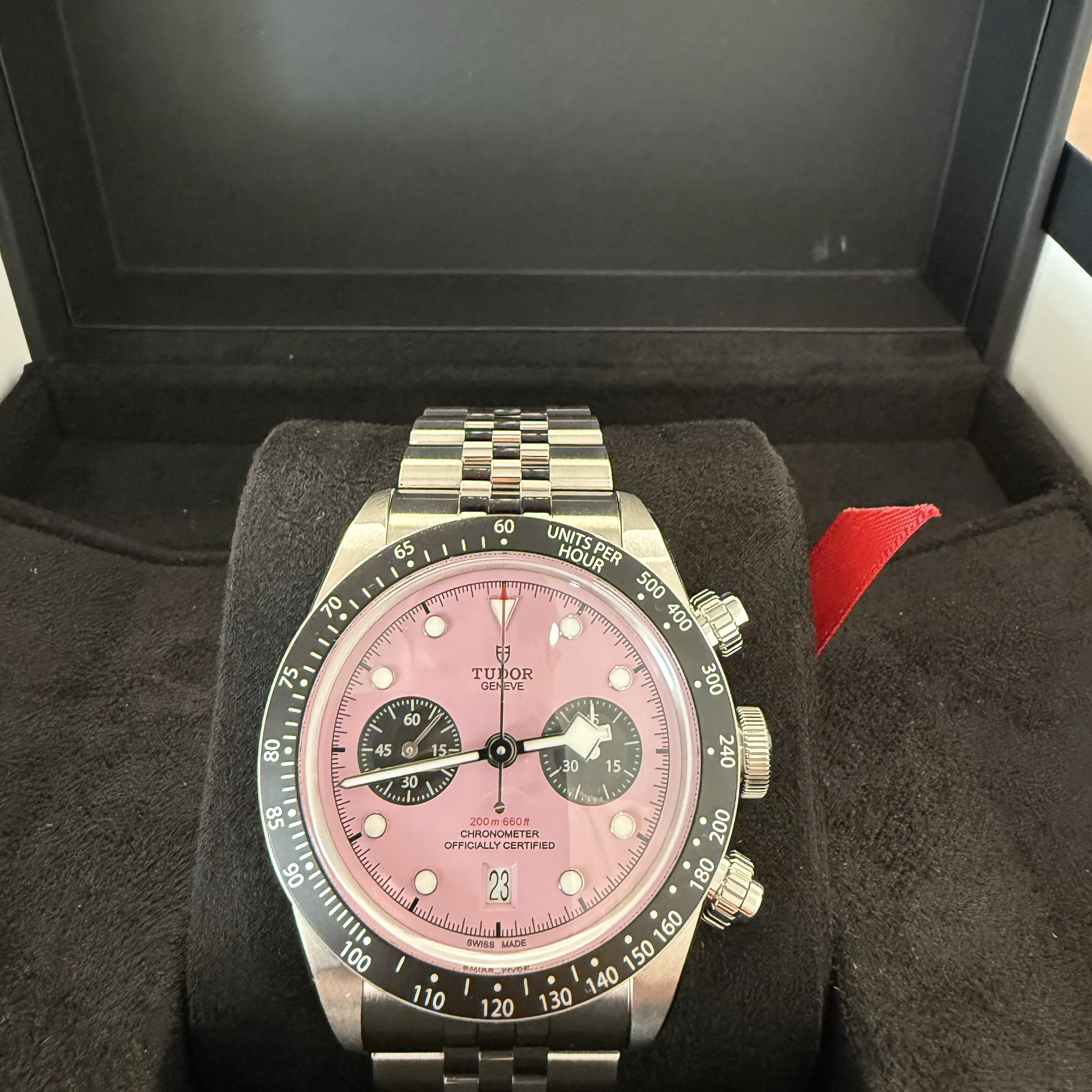 (W) Tudor Black Bay Chrono MT5813 Steel Bracelet Pink 착용 스타일