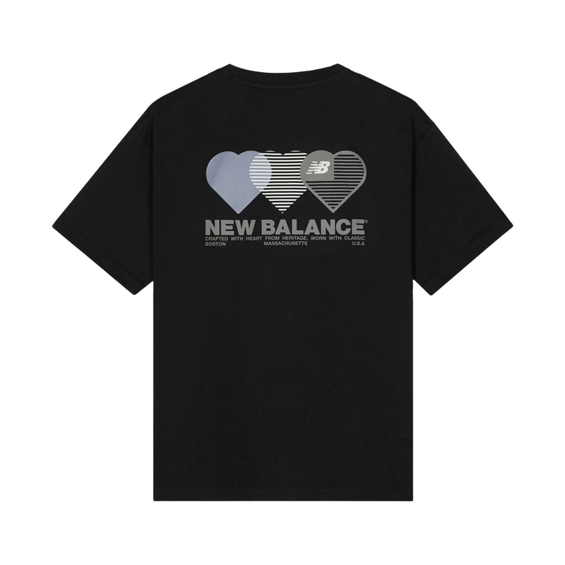 NBNEG2A073-19 New Balance The Valentine Semi Over Fit Heart Graphic T-Shirt Black
