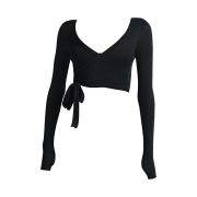 (W) NikeSKIMS Stretch Knit Long-Sleeve Wrap Top NSKM Obsidian