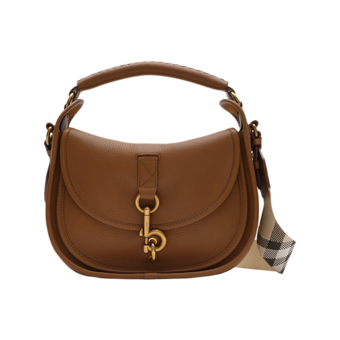 8123364 Burberry Small B Clip Messenger Bag Hazel Brown