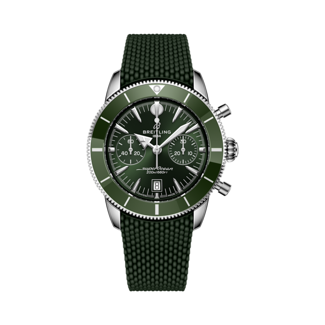 AB0156361L1S1 Breitling Superocean Heritage B01 Chronograph Mechanical 42mm Green Rubber Green