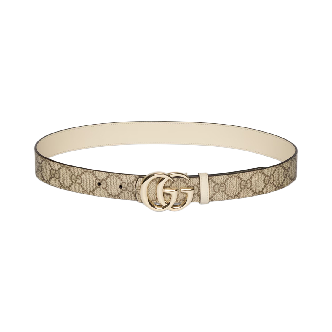 847131-FAFGJ-9788 (W) Gucci Reversible GG Marmont Belt Beige Ivory