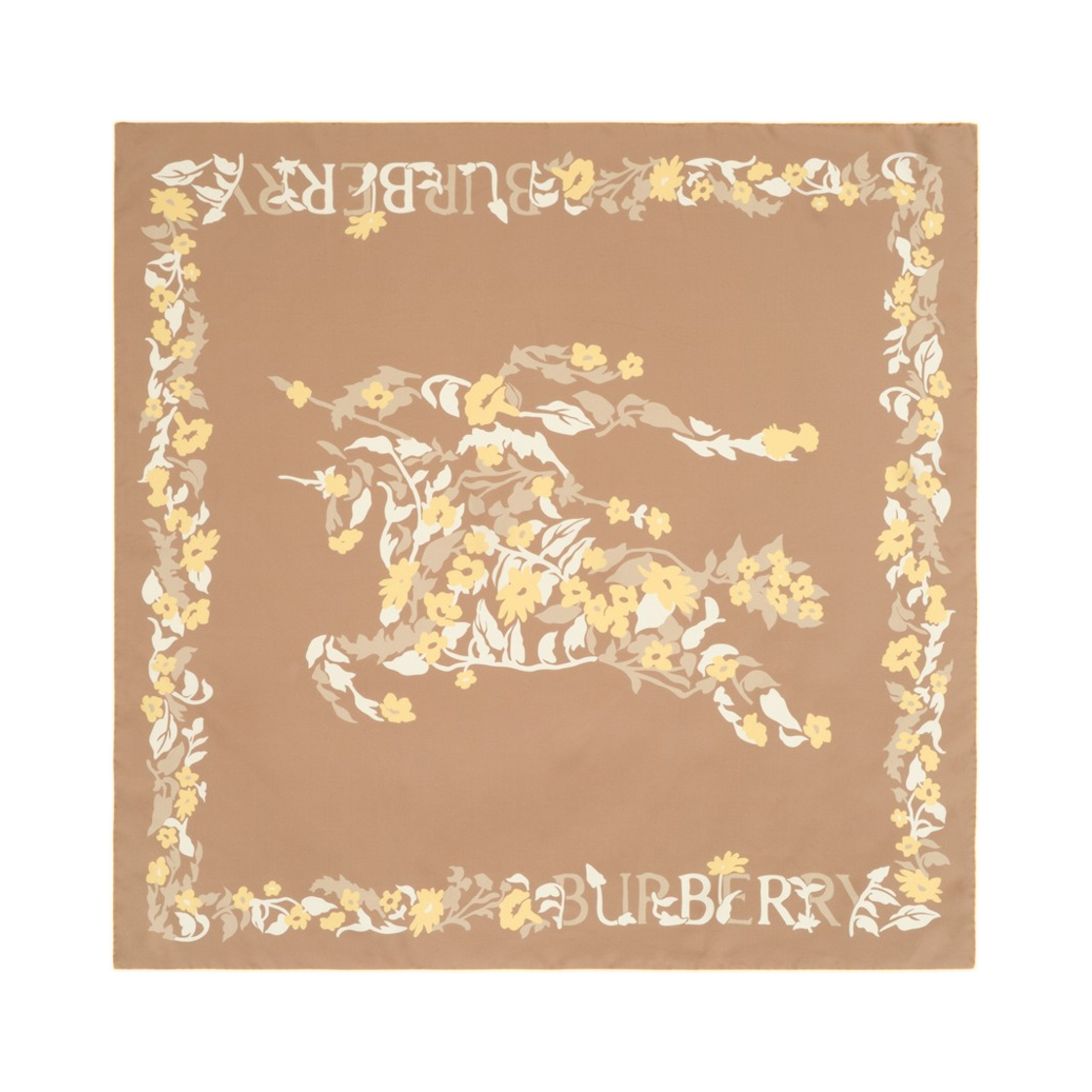 8125638 Burberry Floral EKD Silk Scarf Sand Beige