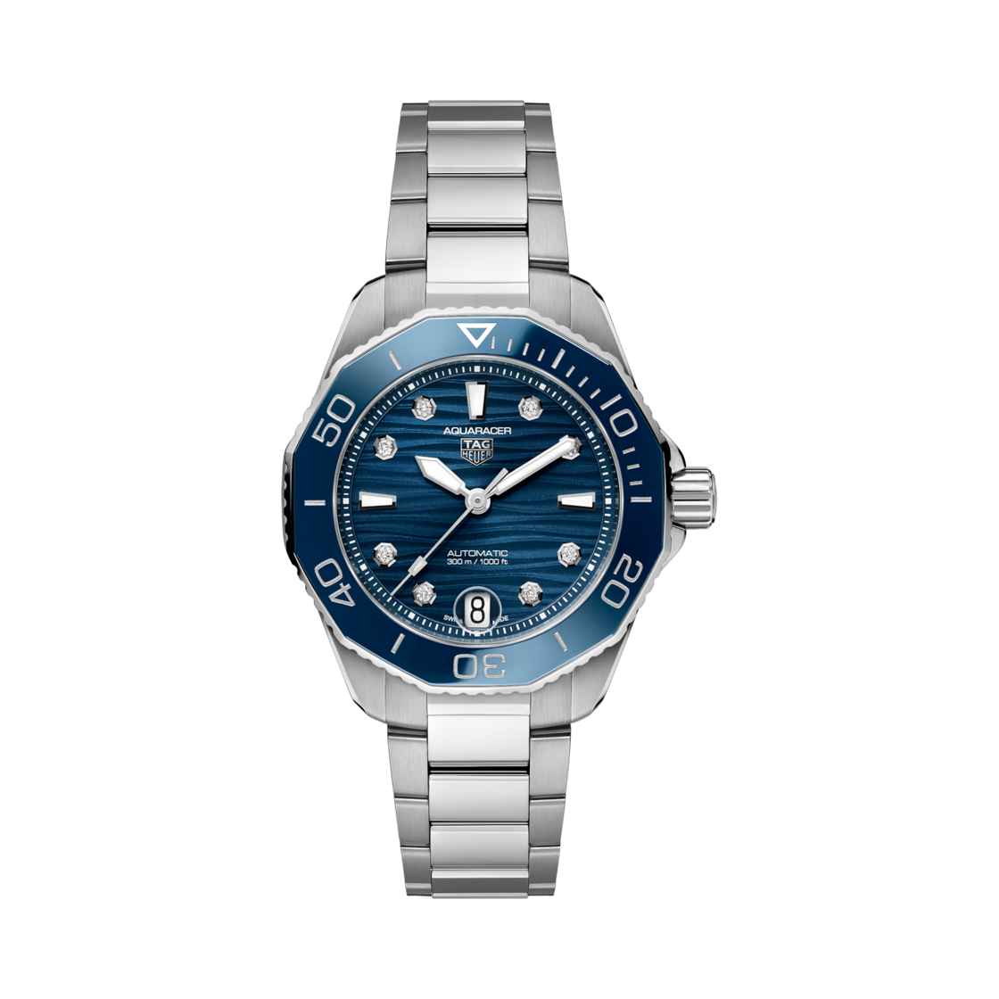 태그 호이어 아쿠아레이서 프로페셔널 300 데이트 오토매틱 36mm 스틸 블루 다이아몬드(Tag Heuer Aquaracer Professional 300 Date Automatic 36mm Steel Blue Diamond)