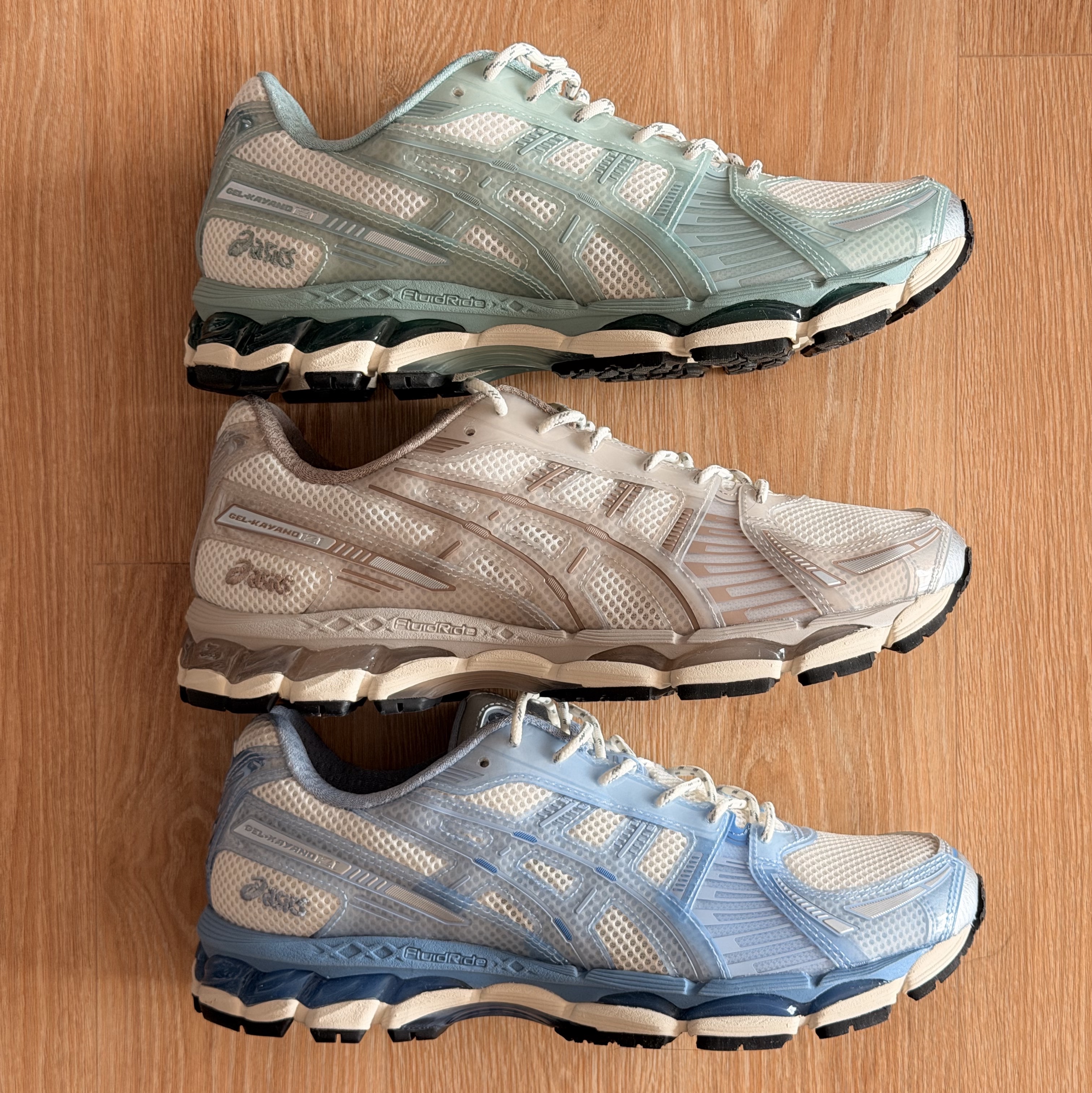 Asics x Ronnie Fieg Gel-Kayano 12.1 Cream Sage, Asics x Kith Gel-Kayano 12.1 Voyage 착용 스타일