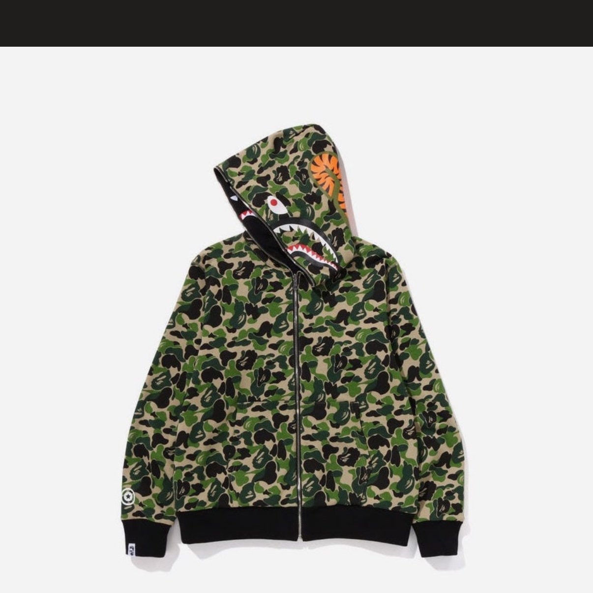 BAPE ABC Camo Reversible Shark Full Zip Hoodie Green 착용 스타일 - 6