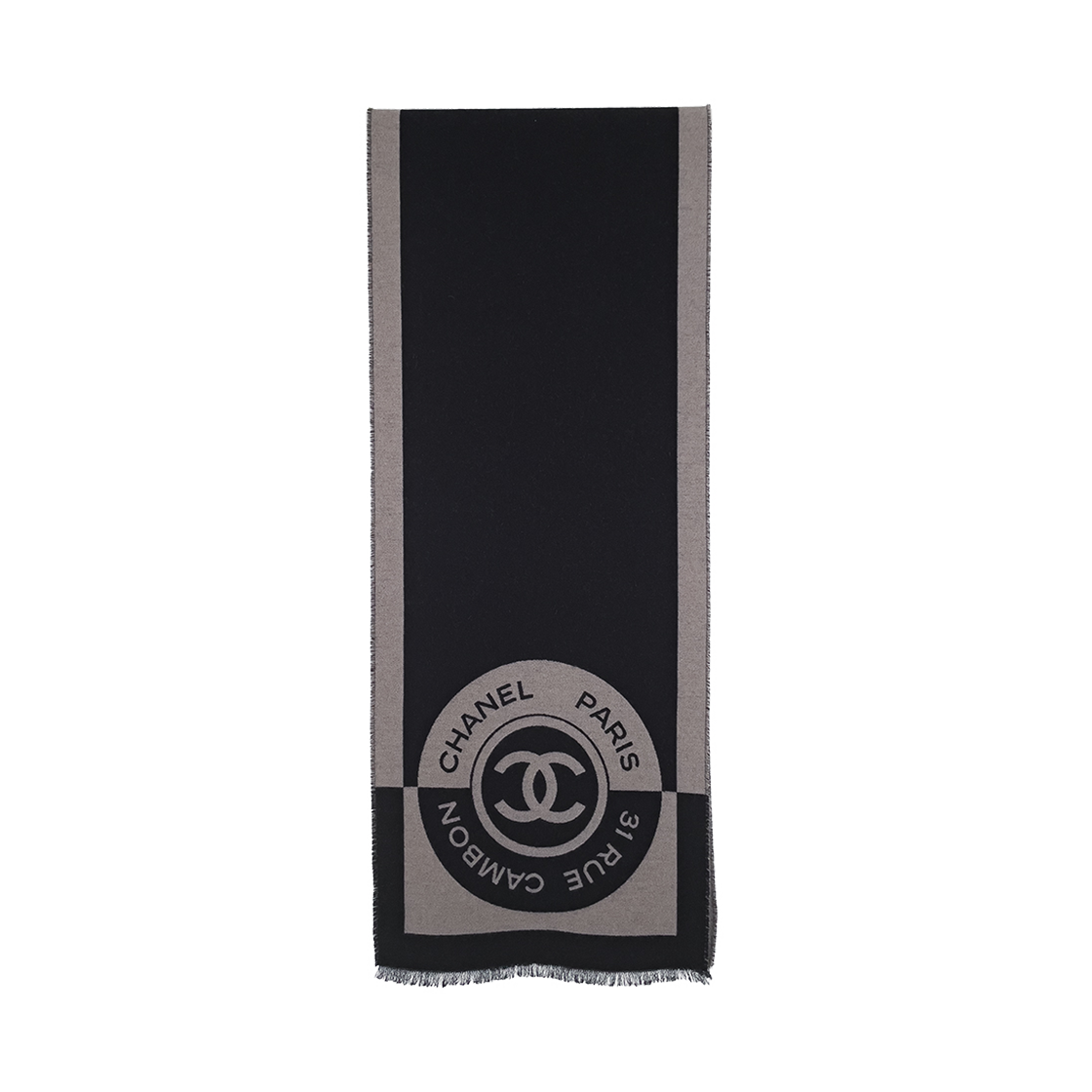 ITRRB86O82JP Chanel 22B Cambo CC Logo Scarf Gray/Black