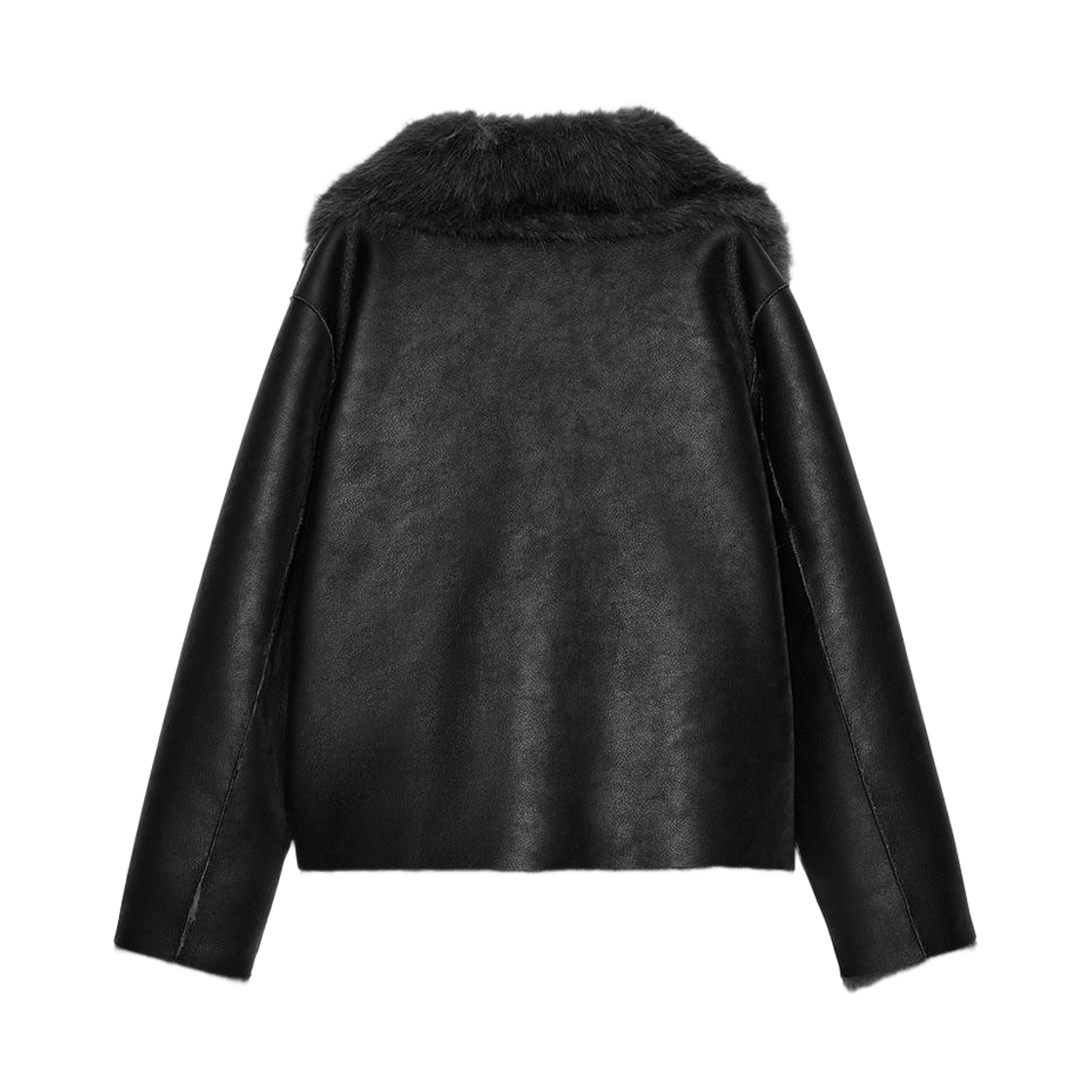 (W) 자라 리버시블 포우 퍼 숏 코트 블랙((W) Zara Reversible Faux Fur Short Coat Black) - 3