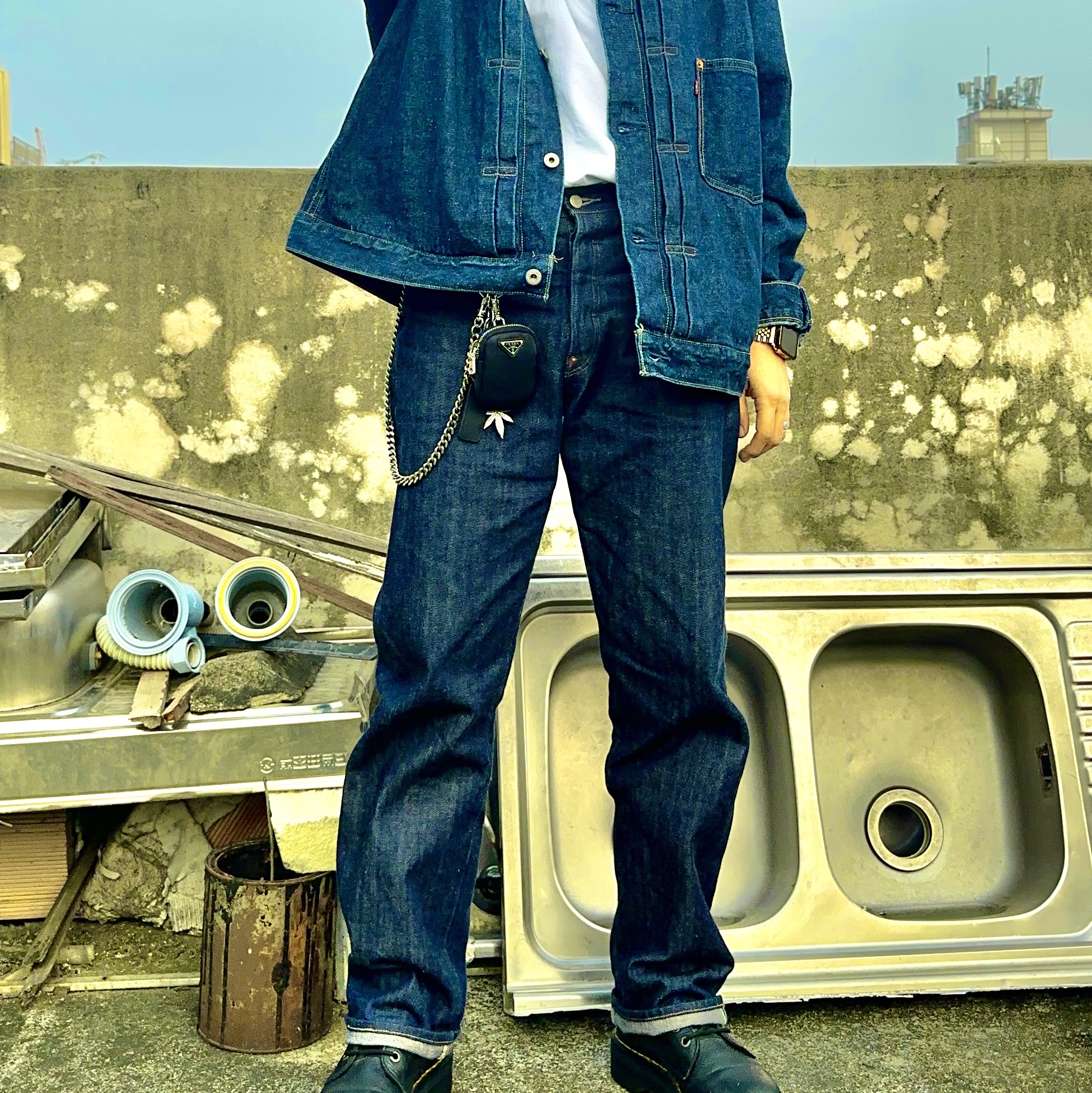 Levi's LVC 1922 501 Jean Rigid 150th Anniversary Limited Edition, Levi's Type I Jacket Dark Indigo 착용 스타일