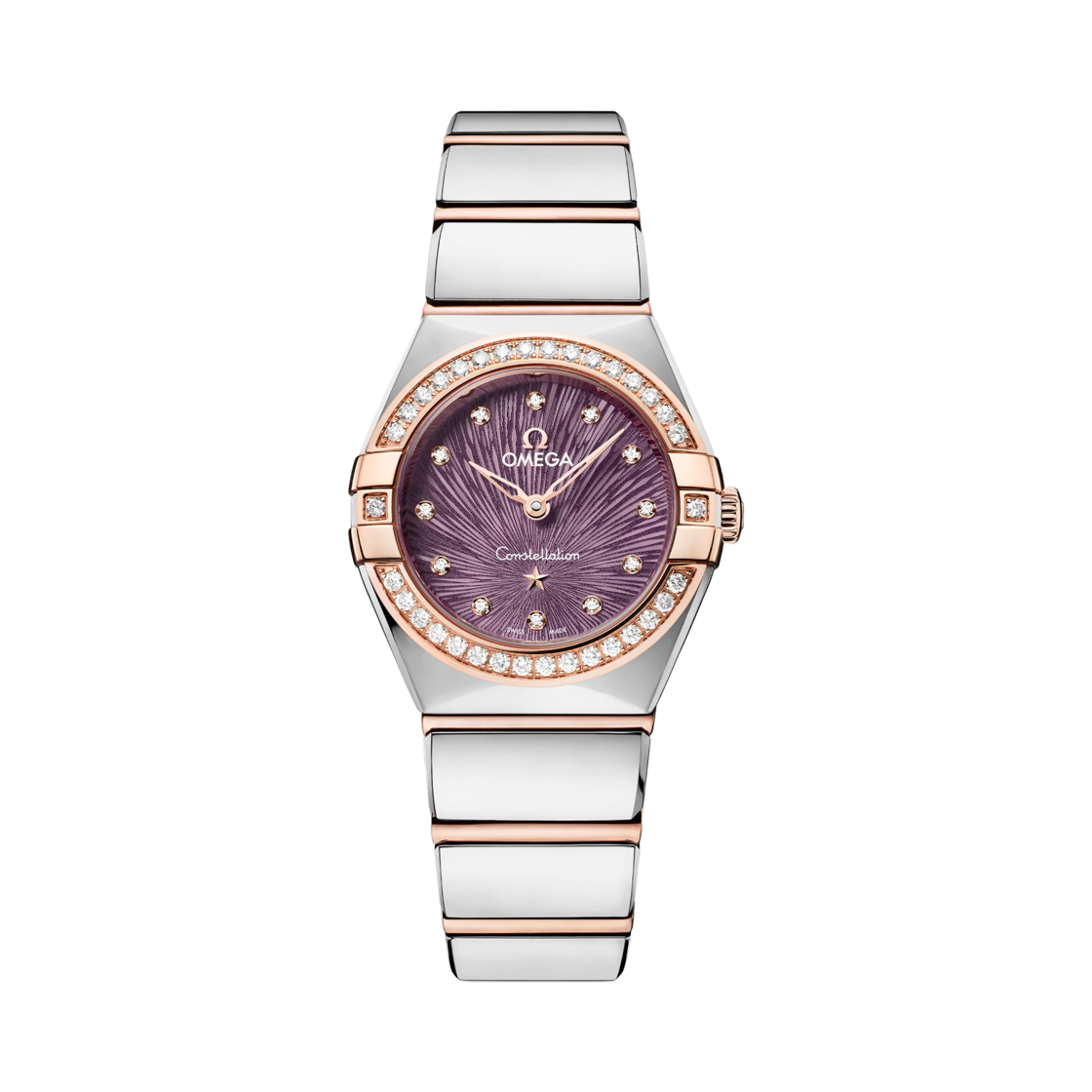 (W) 오메가 컨스텔레이션 쿼츠 25mm 세드나 골드 스틸 퍼플 다이아몬드((W) Omega Constellation Quartz 25mm Sedna Gold Steel Purple Diamond) - 1