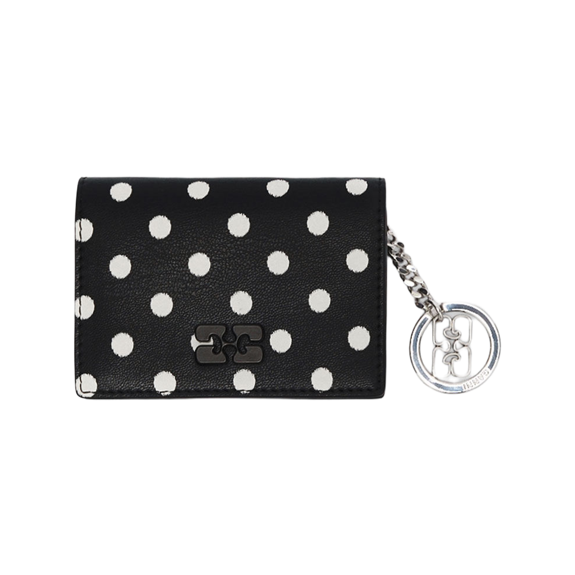 B3010009-099 Ganni Bou Card Holder with Flap with Dots Black