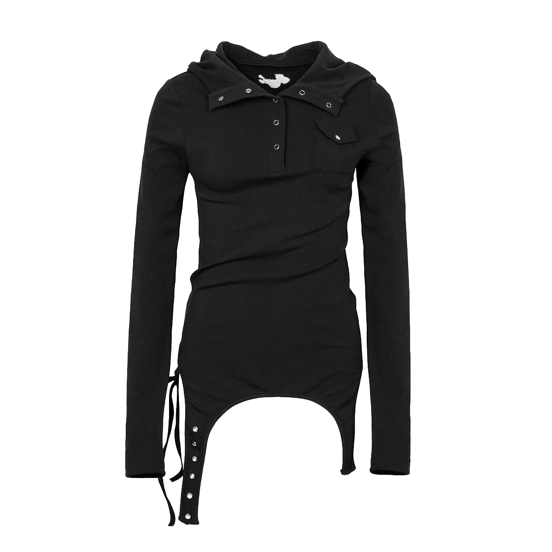 러프넥 가터 후디드 헨리 탑 블랙(Roughneck Garter Hooded Henley Top Black)