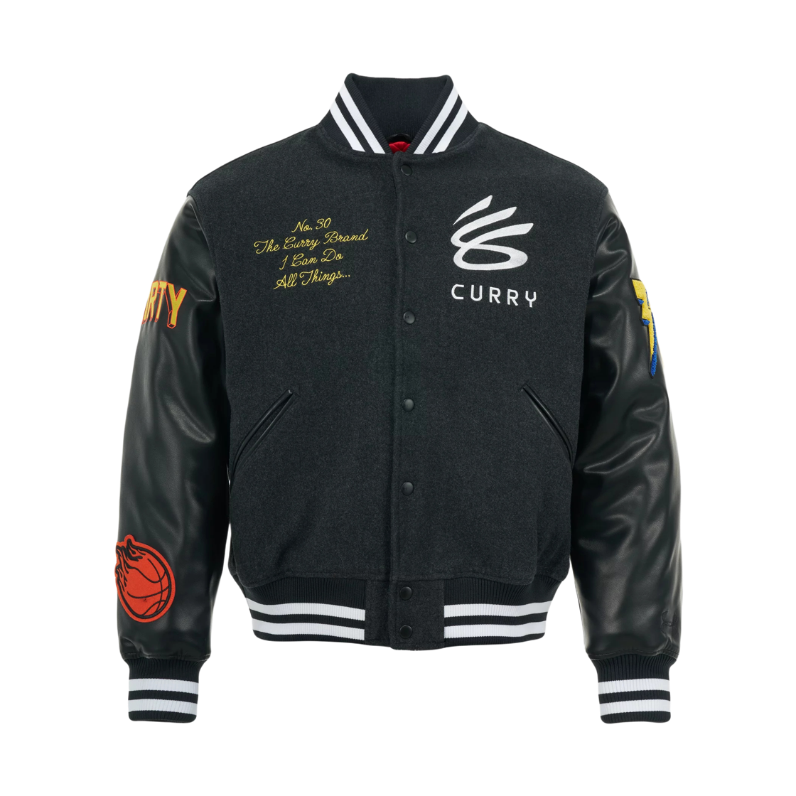 언더아머 APAC 커리 봄버 자켓 블랙 화이트(Under Armour APAC Curry Bomber Jacket Black White)