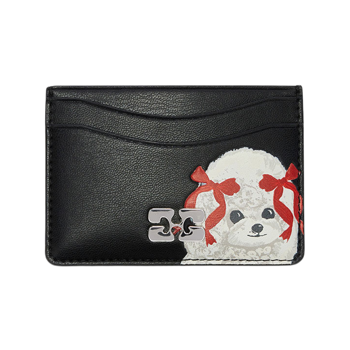 가니 푸들 보우 카드 홀더 제트 블랙(Ganni Bou Card Holder with Poodle Jet Black)
