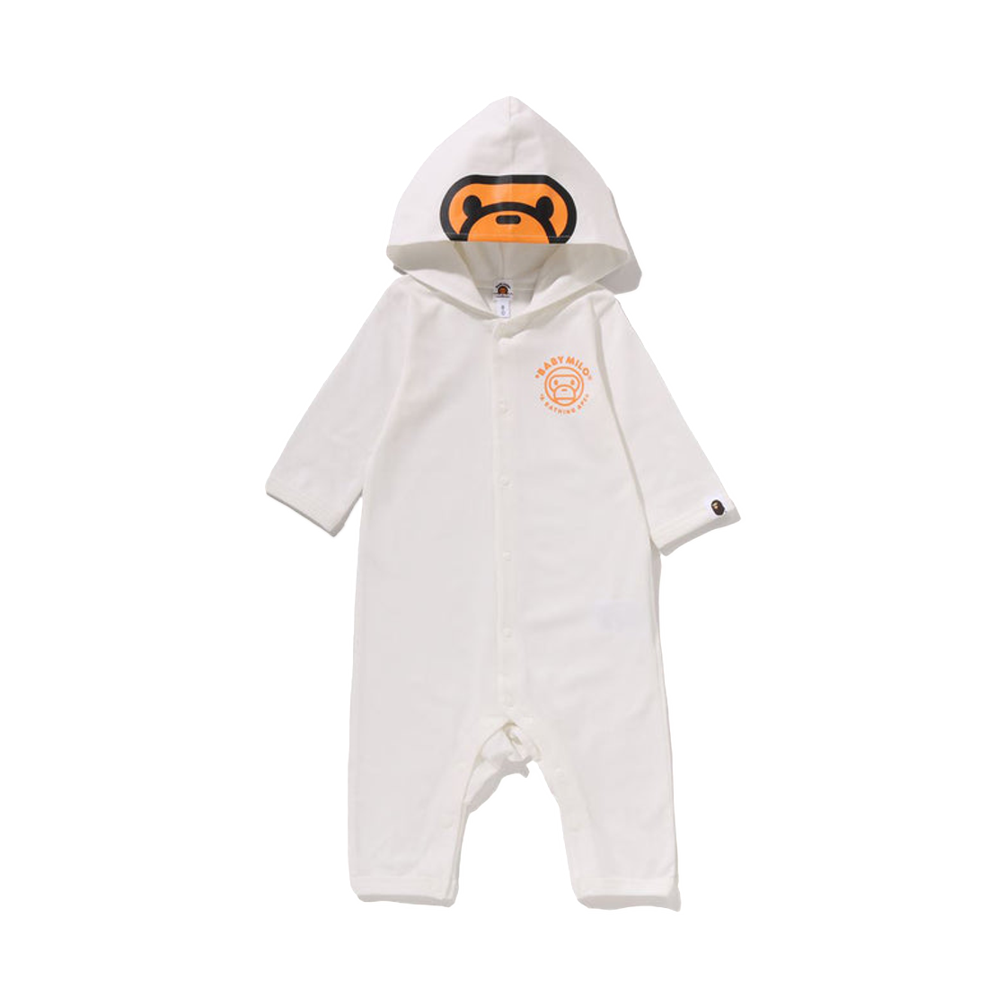 (키즈) 베이프 베이비 마일로 후드 롬퍼스 화이트((Kids) BAPE Baby Milo Hoodie Rompers White) - 1