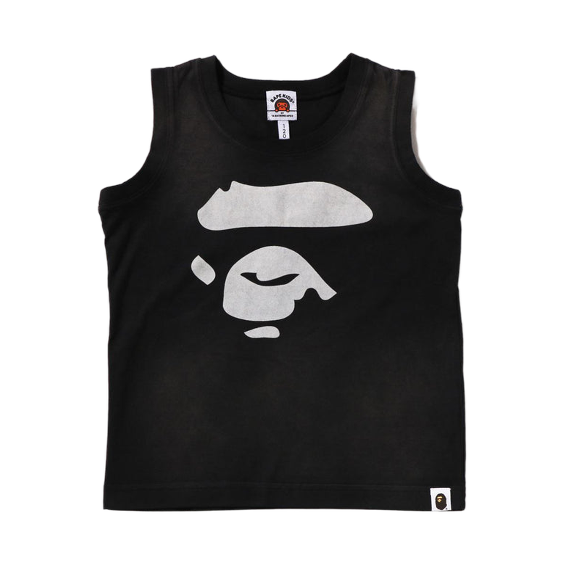 (키즈) 베이프 에이프 페이스 워시드 이펙트 탱크탑 블랙((Kids) BAPE Ape Face Washed Effect Tank Top Black) - 1