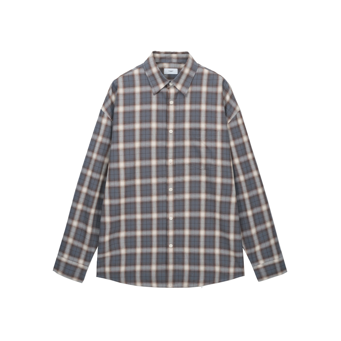 티엔지티 오버사이즈 체크 셔츠 애쉬브라운(TNGT Oversized Check Shirt Ash Brown)