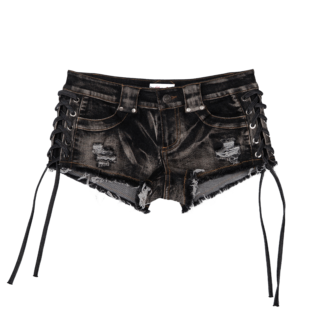 러프넥 레이스업 사이드 워시드 숏 팬츠(Roughneck Lace-up Side Washed Shorts)