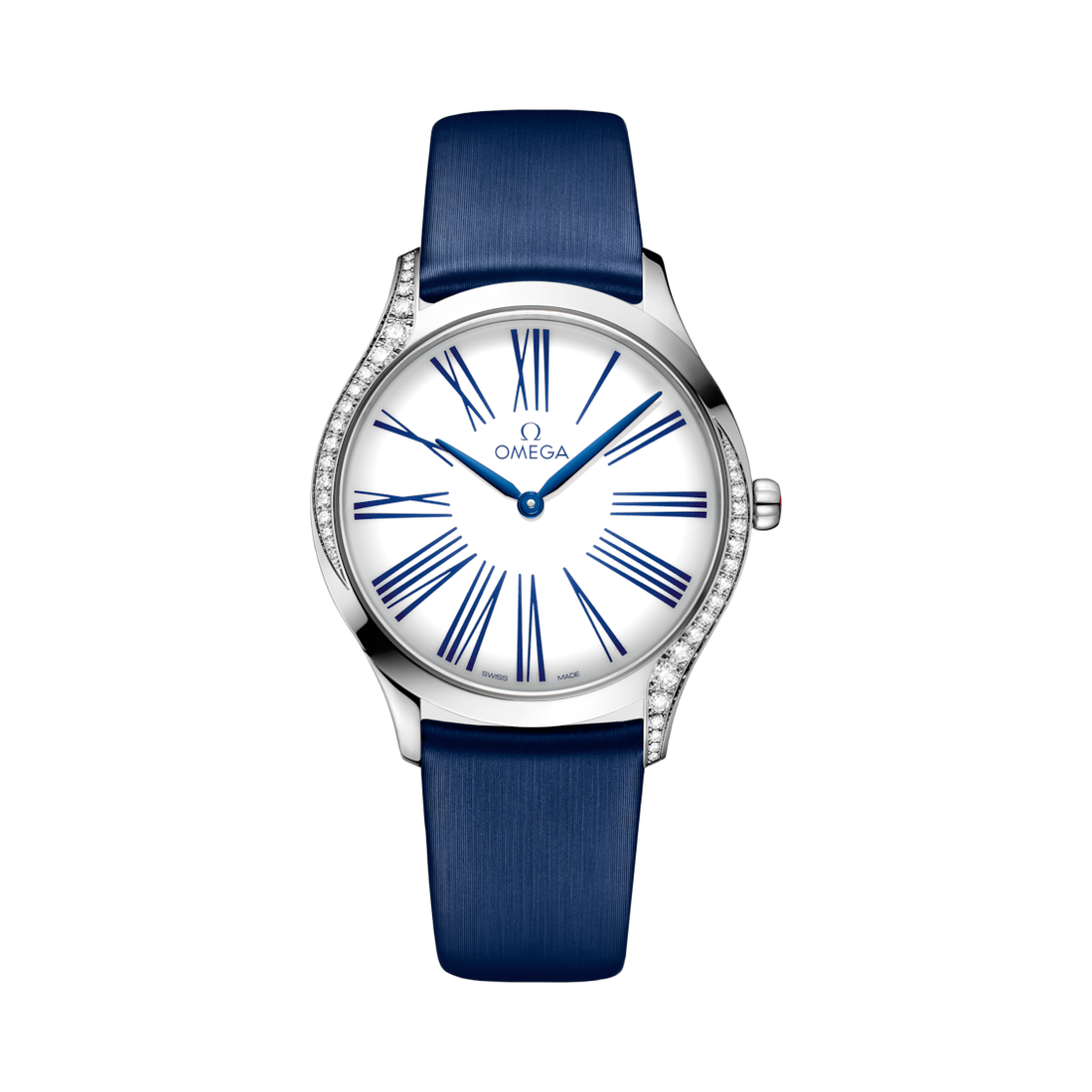 (W) 오메가 드 빌 트레저 쿼츠 36mm 스틸 패브릭 스트랩 화이트 다이아몬드((W) Omega De Ville Tresor Quartz 36mm Steel Fabric Strap White Diamond) - 1