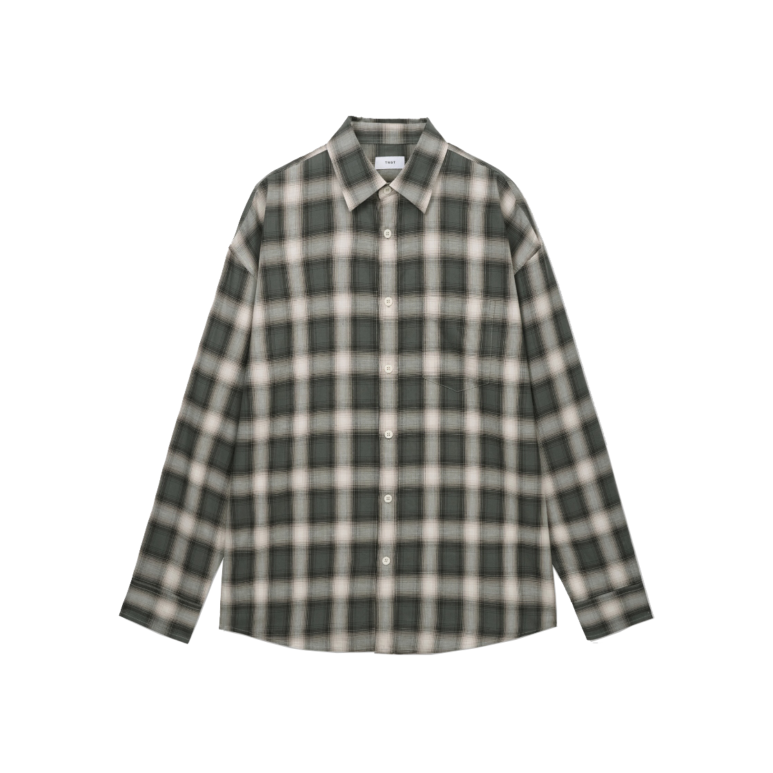 티엔지티 오버사이즈 체크 셔츠 올리브그레이(TNGT Oversized Check Shirt Olive Grey)