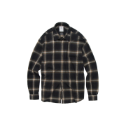 Polyteru Loosed Check Shirt Damaged Ink Brown