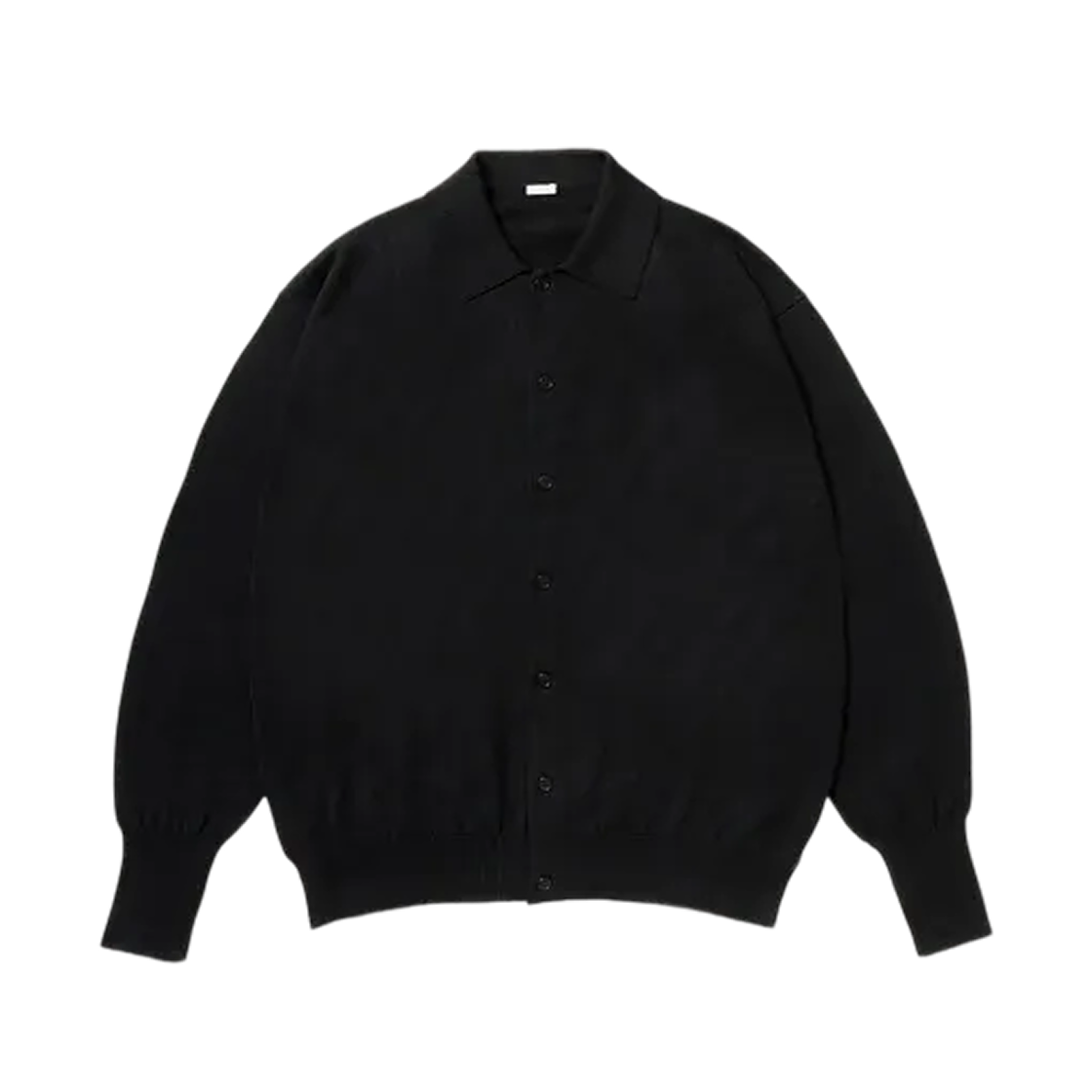 아프레쎄 코튼 니트 폴로 칼라 가디건 블랙 - 26SS(A.Presse Cotton Knit Polo Collar Cardigan Black - 26SS)