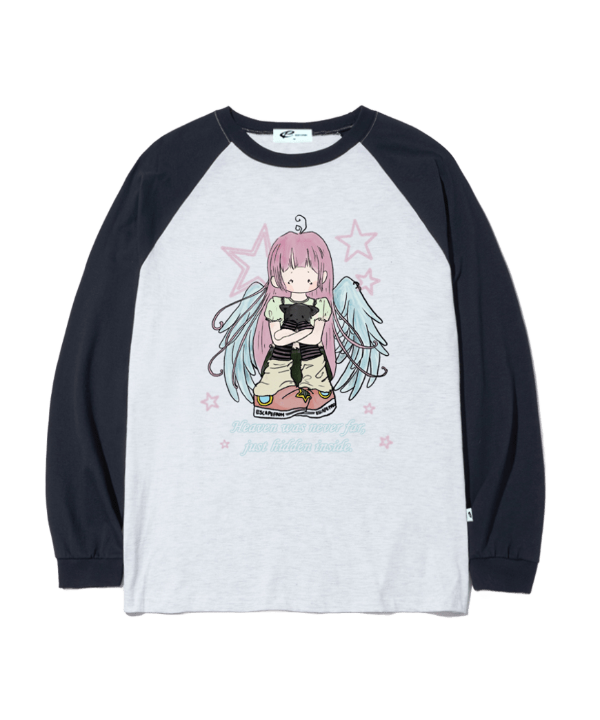 E261LS002NV Escapefrom Angel Heaven Print Long Sleeve