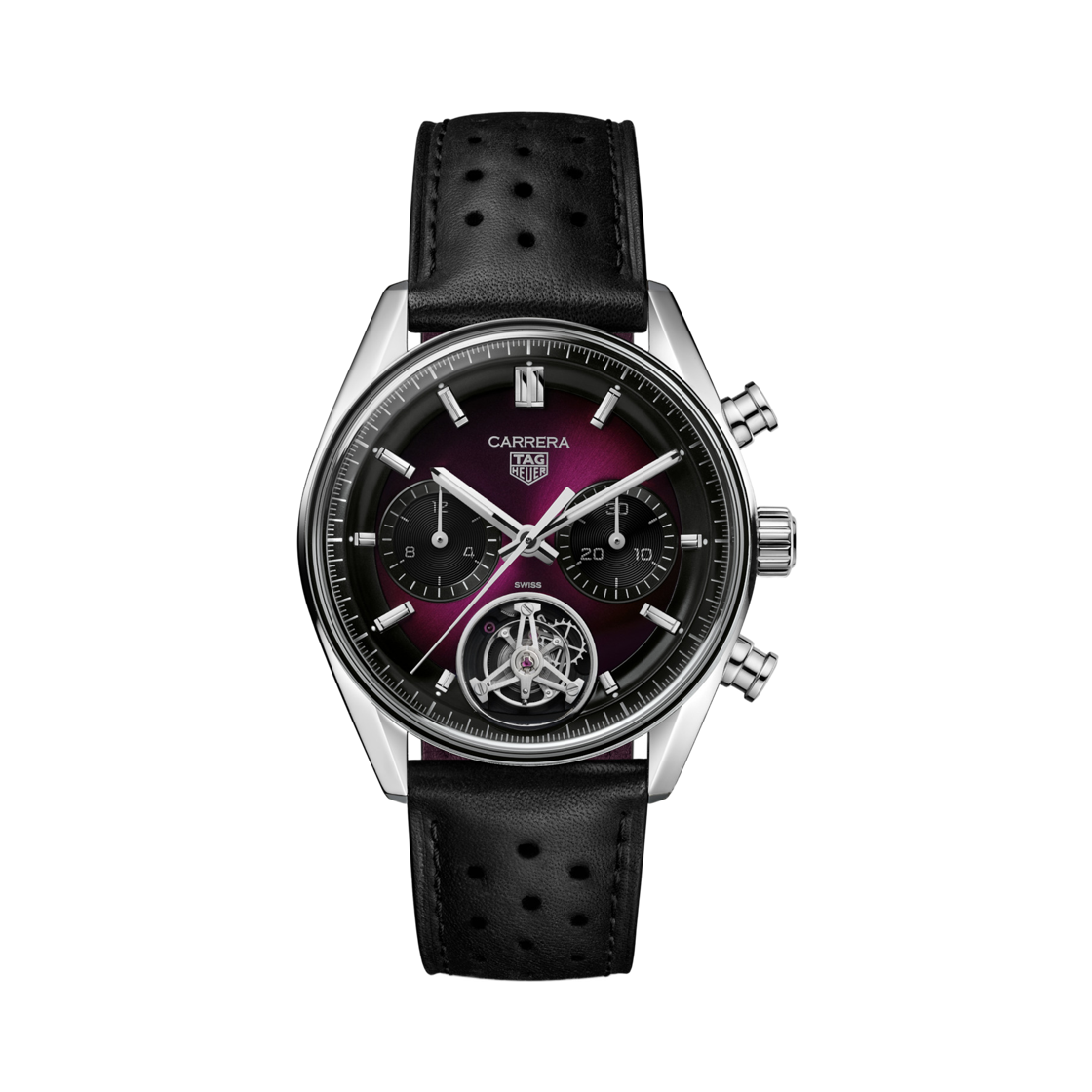 태그 호이어 까레라 크로노그래프 투르비옹 오토매틱 42mm 레더 블랙 퍼플(TAG Heuer Carrera Chronograph Tourbillon Automatic 42mm Leather Black Purple) - 1