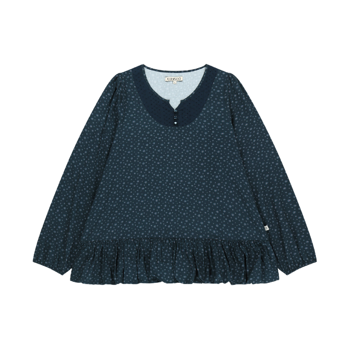 코이세이오 두두 퍼프 블라우스 네이비