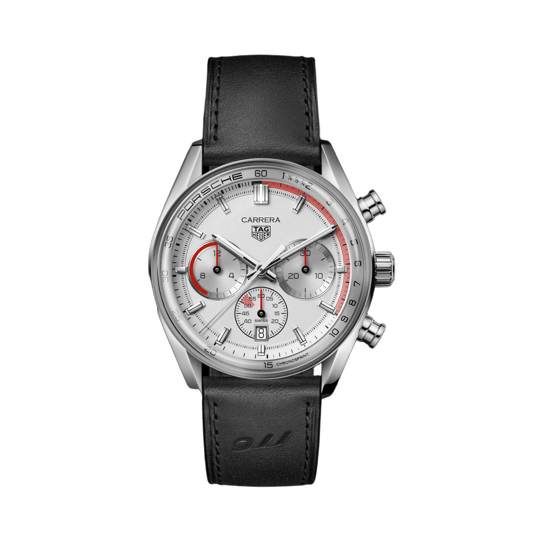 태그 호이어 x 포르쉐 까레라 크로노스프린트 오토매틱 42mm 스틸 레더 실버(TAG Heuer x Porsche Carrera Chronosprint Automatic 42mm Steel Leather Silver) - 1