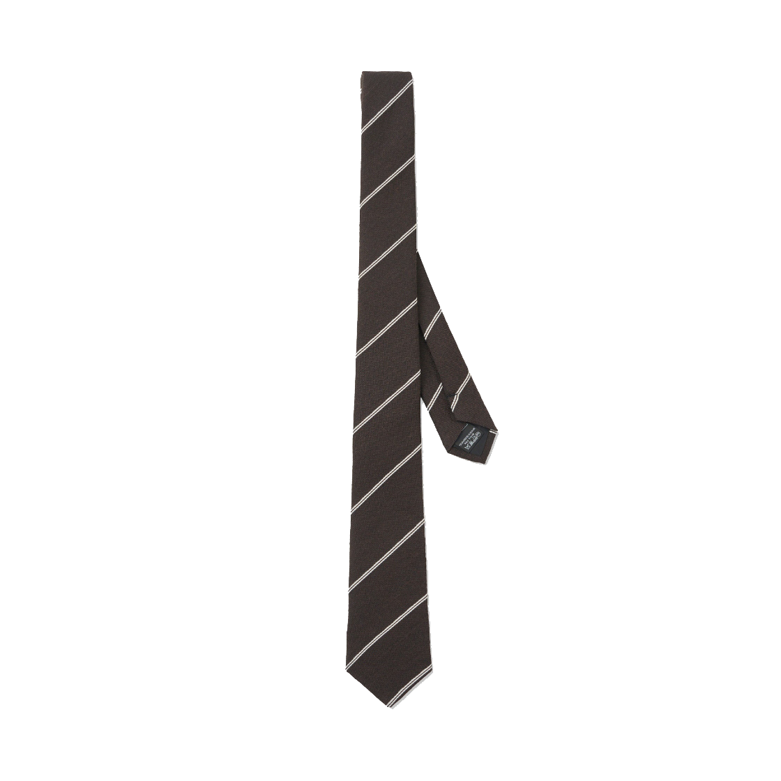 TNNE6E101D2 TNGT Wool Blended Regimental Slim Tie Deep Brown