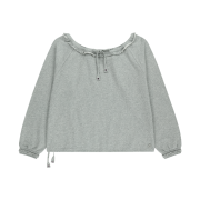 COYSEIO Drawstring Long Sleeve Melange Grey
