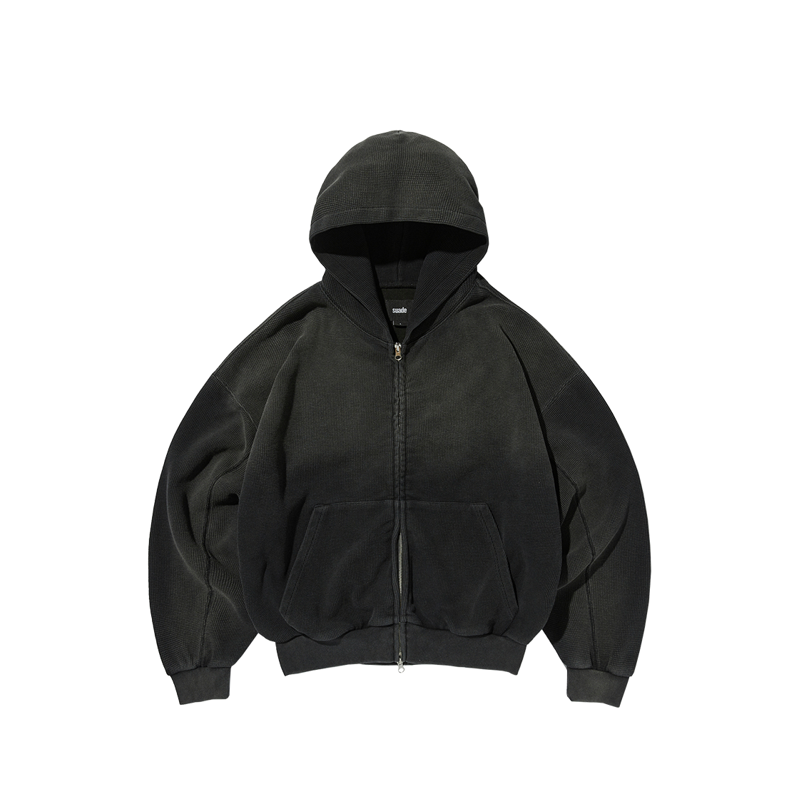 SDFSTO516WB Suade Washed Thermal Hood Zip Up Washing Black