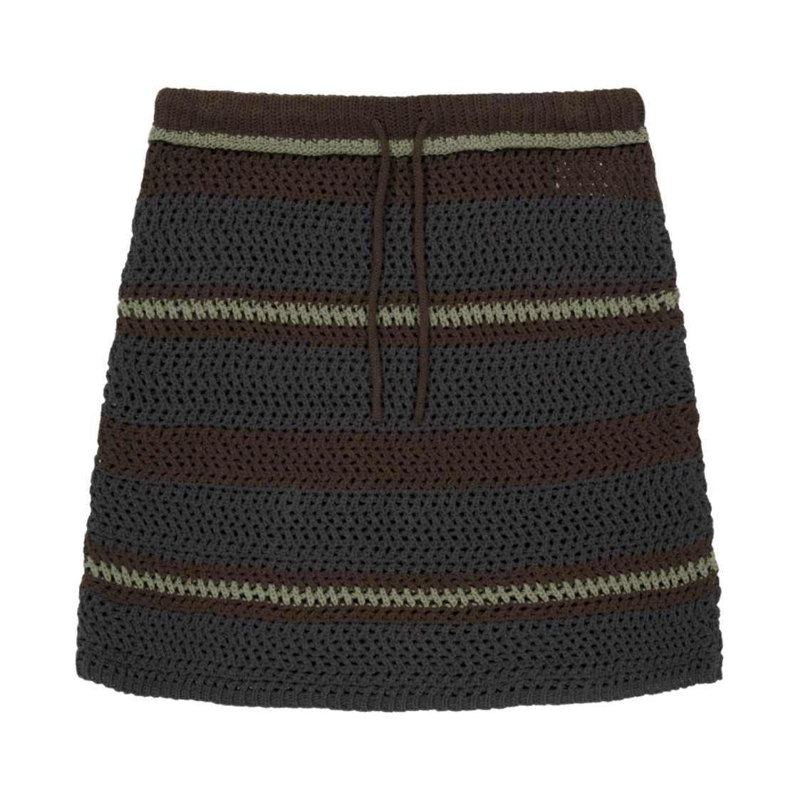 코이세이오 스트라이프 레이어드 니트 스커트 브라운(COYSEIO Stripe Layered Knit Skirt Brown)