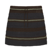 COYSEIO Stripe Layered Knit Skirt Brown