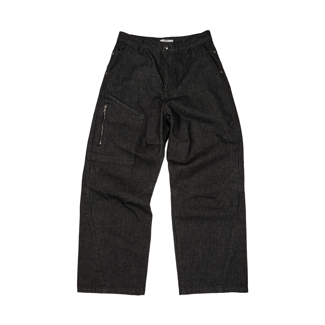 이티씨이 사이드 포켓 커브드 데님 블랙(ETCE Side Pocket Curved Denim Black)