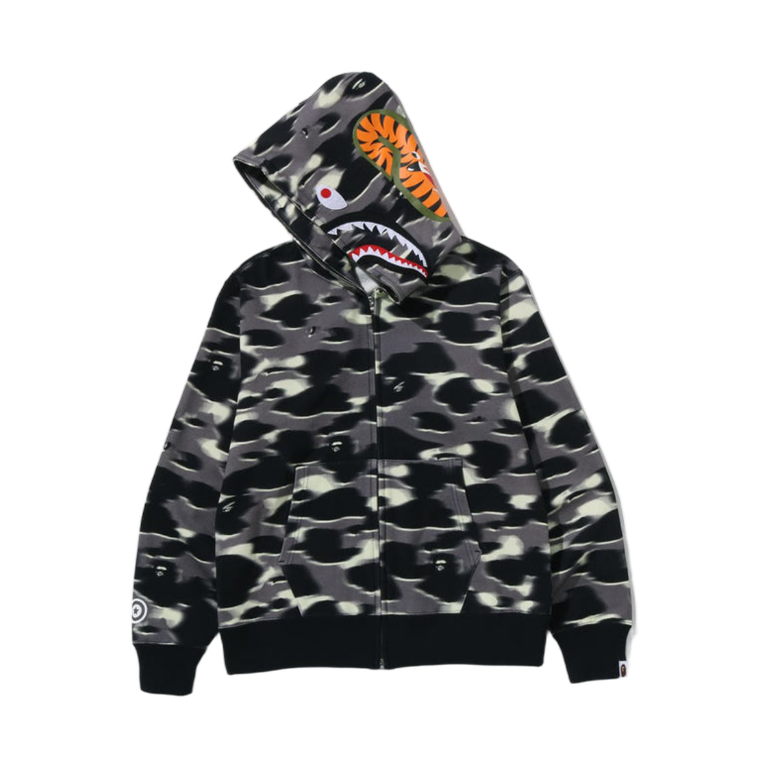 베이프 스크린 카모 샤크 풀 집 후드 블랙(BAPE Screen Camo Shark Full Zip Hoodie Black) - 2