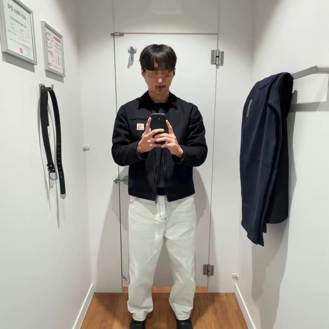 Carhartt WIP Detroit Jacket Black, Dr. Martens 1461 Smooth Black 착용 스타일