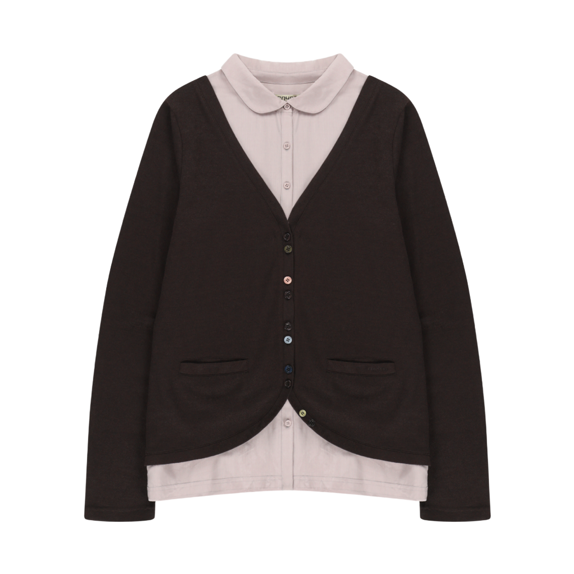 코이세이오 레이어드 셔츠 가디건 브라운(COYSEIO Layered Shirt Cardigan Brown)