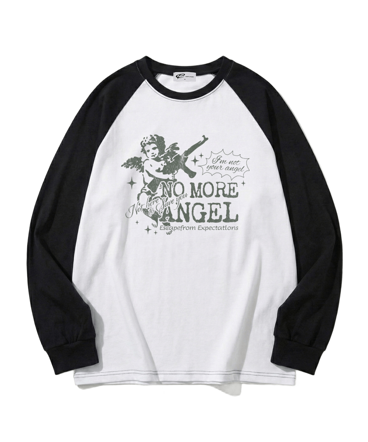 E261LS028BK Escapefrom No More Angel Print Long Sleeve