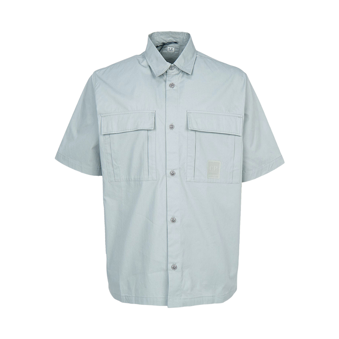 20CLSH023A006472A936 C.P. Company Gabardine Short Sleeve Shirt Flint Grey - 26SS