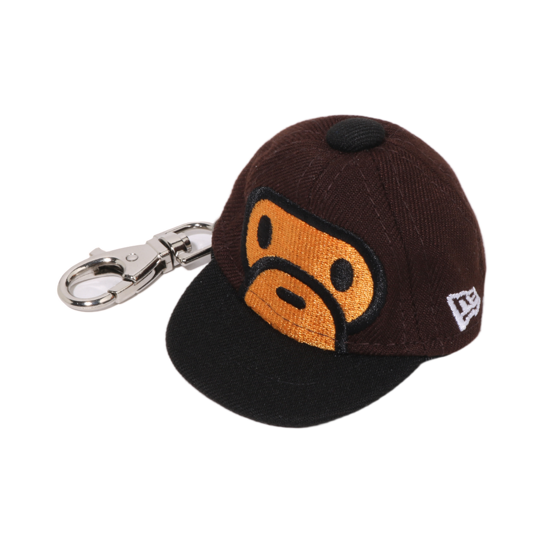 베이프 x 뉴에라 마일로 페이스 뉴에라 캡 키 체인 브라운(BAPE x New Era Milo Face New Era Cap Key Chain Brown)