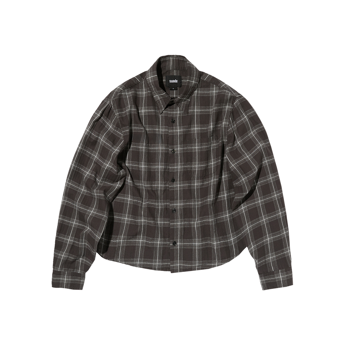 스웨이드 크롭 체크 셔츠 그레이(Suade Cropped Check Shirt Gray)