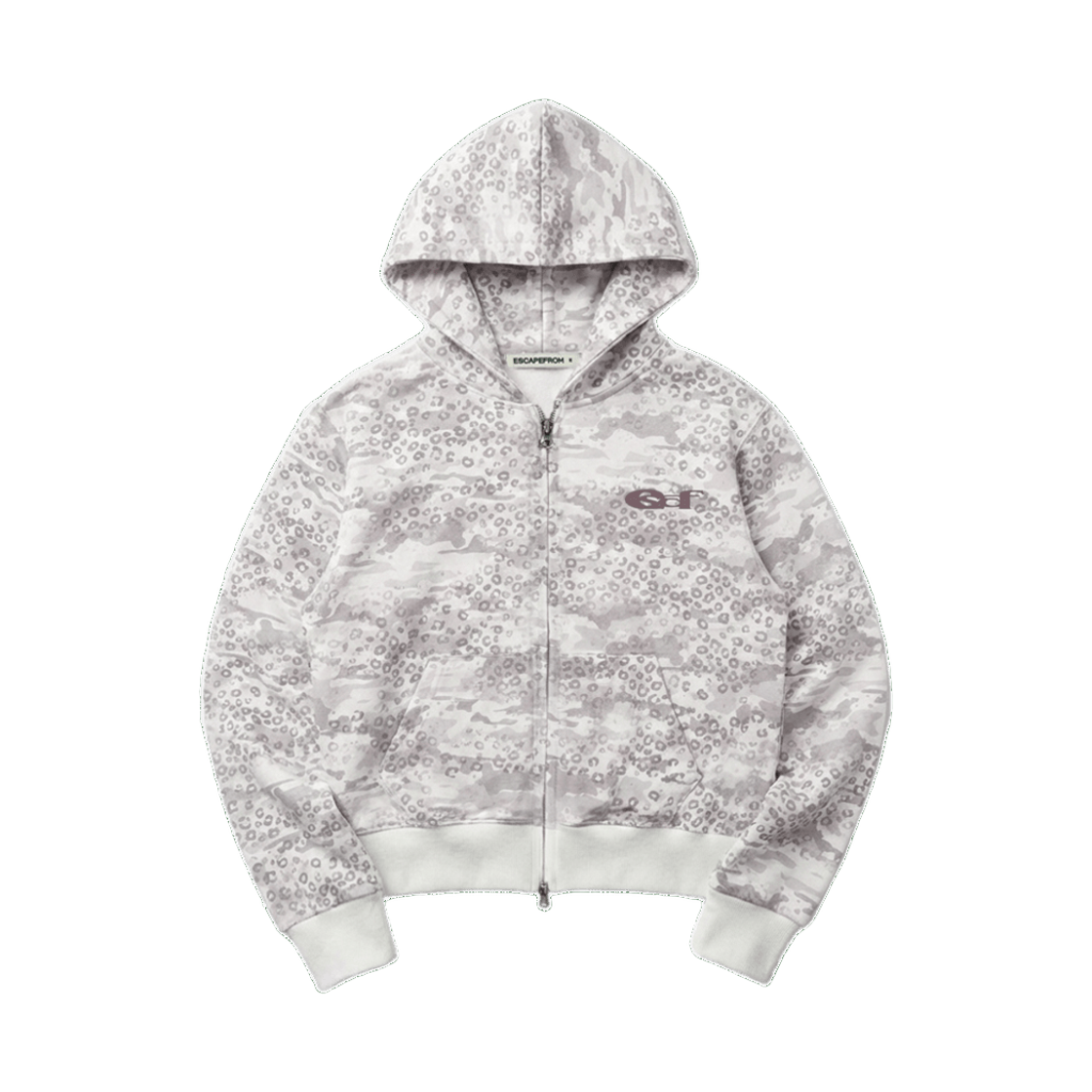 이스케이프프롬 호피 카모 풀프린트 스탠다드핏 후드집업 핑크(Escapefrom Leopard Camo All-Over Print Standard-Fit Zip Hoodie)