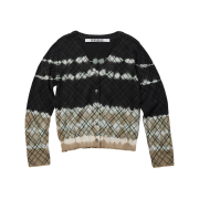 Perverze Women Dip Dye Check Knit Cardigan Black - 26SS