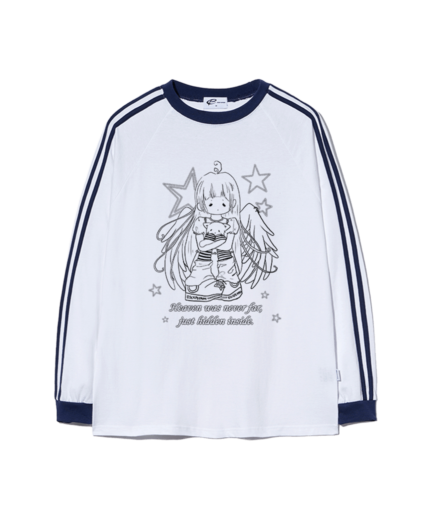 E261TLS001WH Escapefrom Angel Heaven Print Track Long Sleeve
